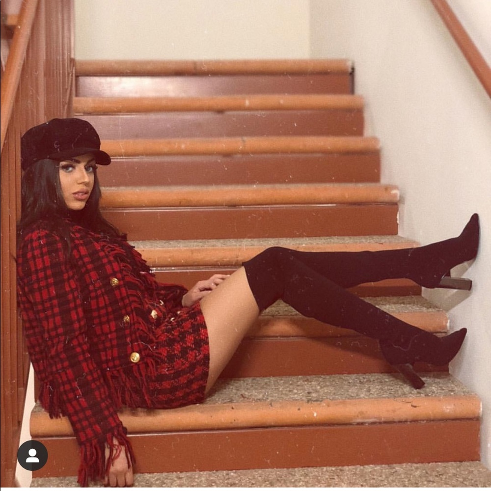 Fancy black and red plaid coat brand new!!